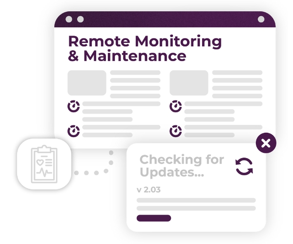 A user interface mockup for an remote monitoring and maintenance system.
