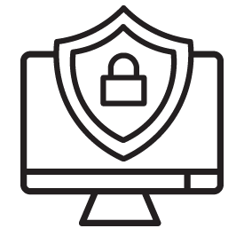 IT security icon with a desktop and lock