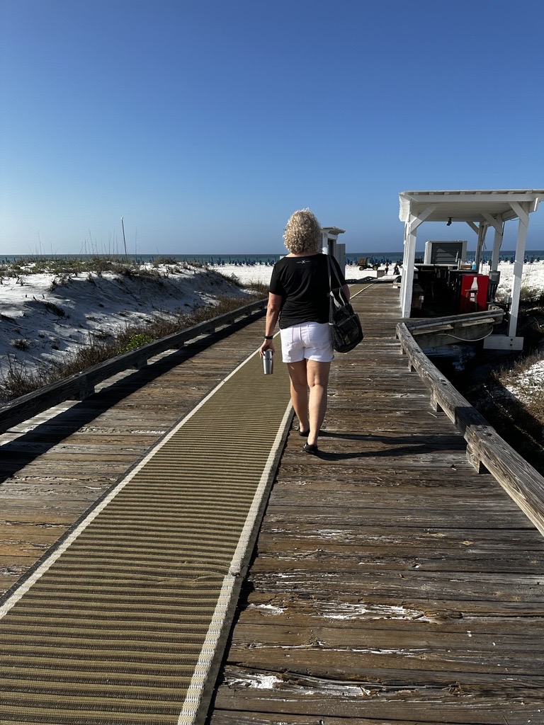 People walking to the beach