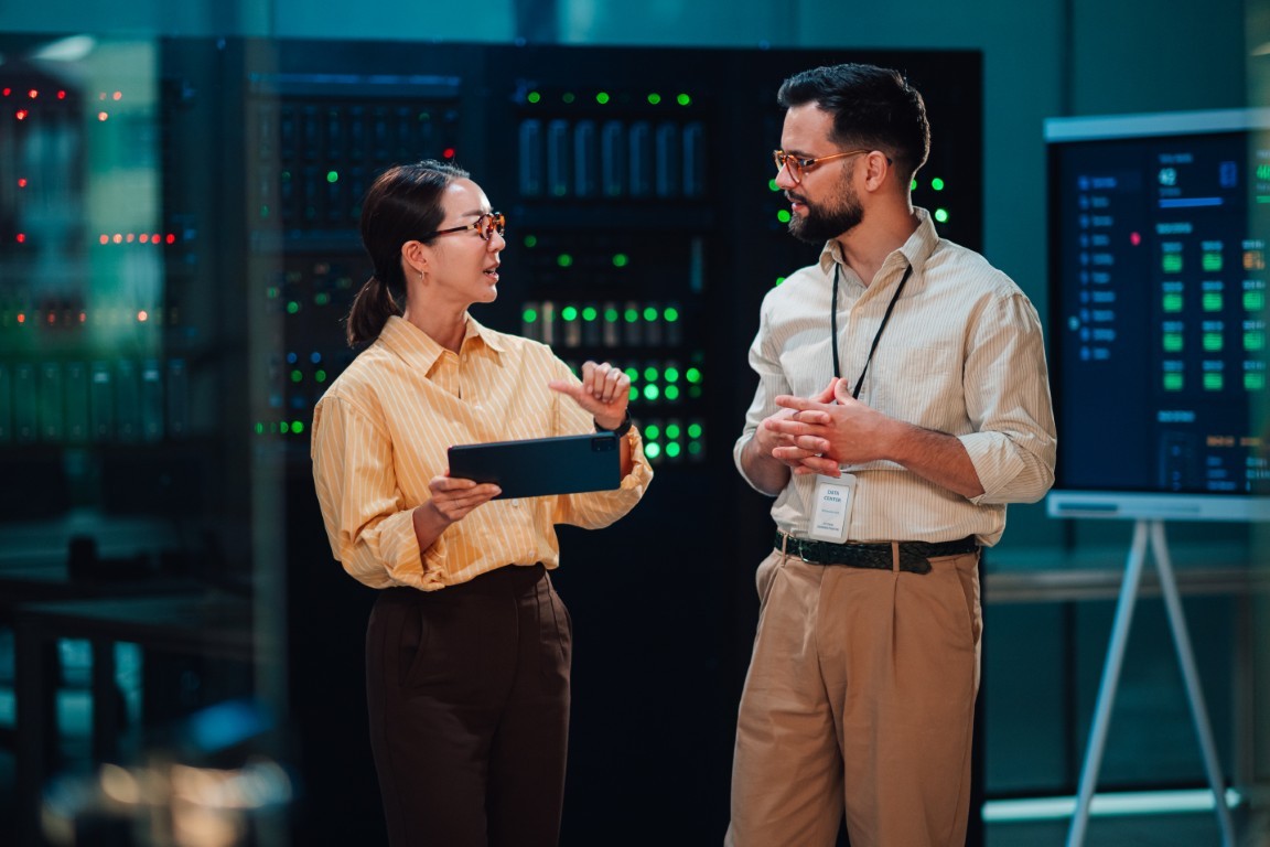Employee working with IT professional