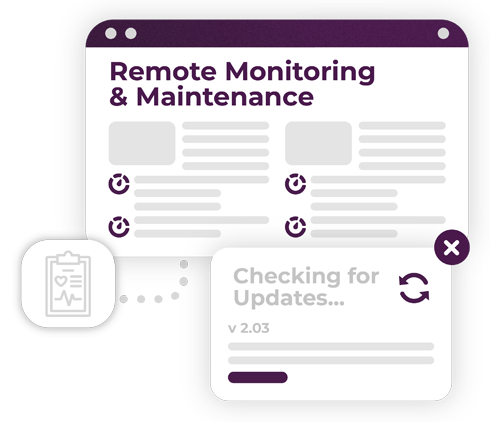 Bubble design with the word &quot;Remote Monitoring &amp; Maintenance&quot; on it with icons