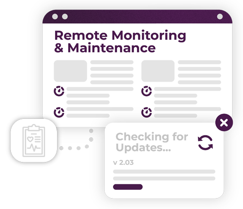 Bubble design with the word "Remote Monitoring & Maintenance" on it with icons